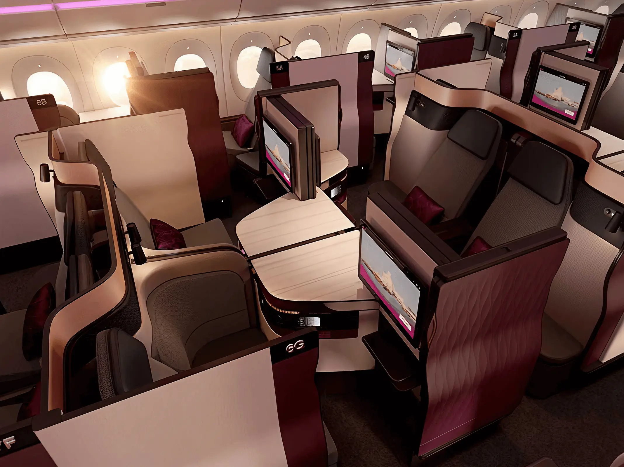 Qatar Airways business class cabin